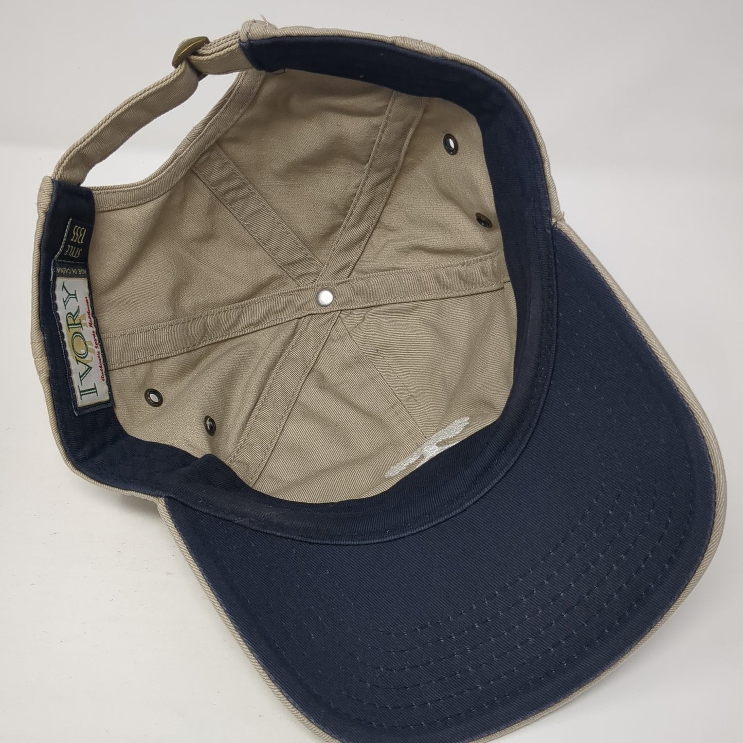 Royal Oaks Slideback Baseball Cap Brown One Size Adjustable Embroidered Ivory