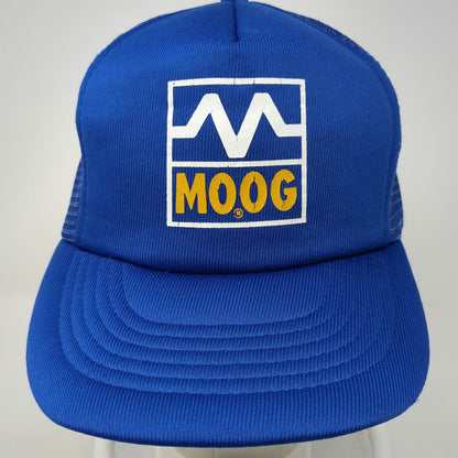 KAP-II Moog Logo Trucker Hat Blue One Size Mesh Back Snapback Foam Front Graphic