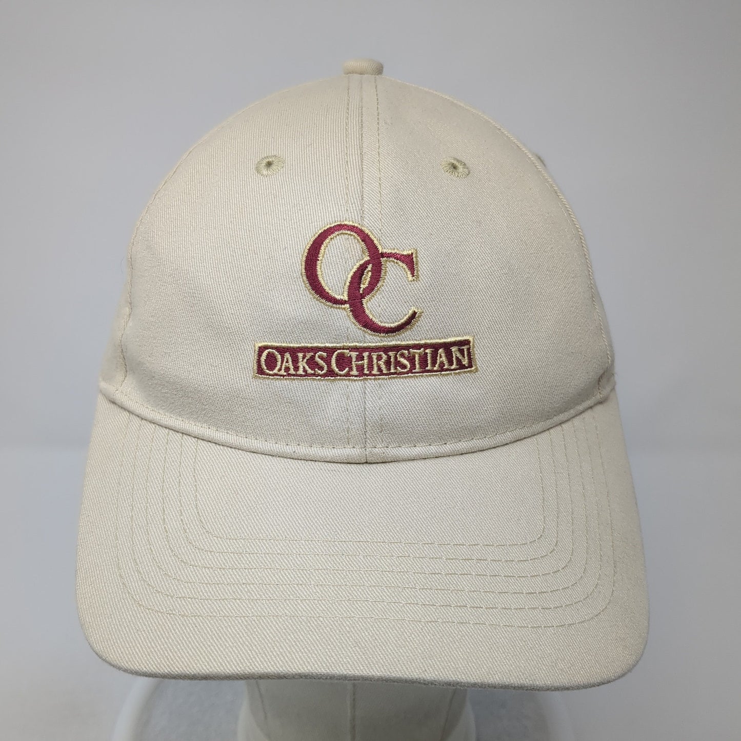 Oaks Christian Strapback Hat Beige One Size Adjustable Pacific Headwear