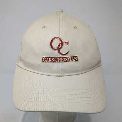 Oaks Christian Strapback Hat Beige One Size Adjustable Pacific Headwear