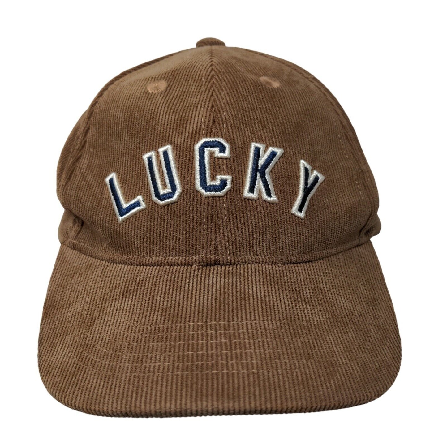Lucky Snapback Hat Brown OS Adjustable Embroidered Vented Holes Lucky Brand