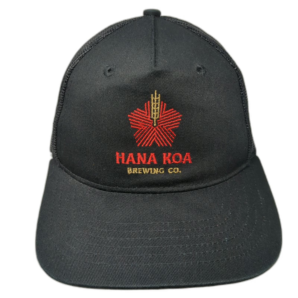 Hana Koa Brewing Co Trucker Hat Black One Size Mesh Back Snapback Craft Beer