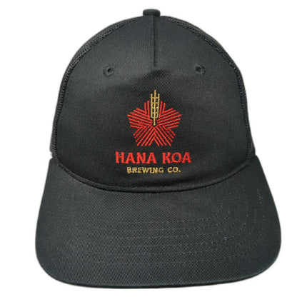 Hana Koa Brewing Co Trucker Hat Black One Size Mesh Back Snapback Craft Beer