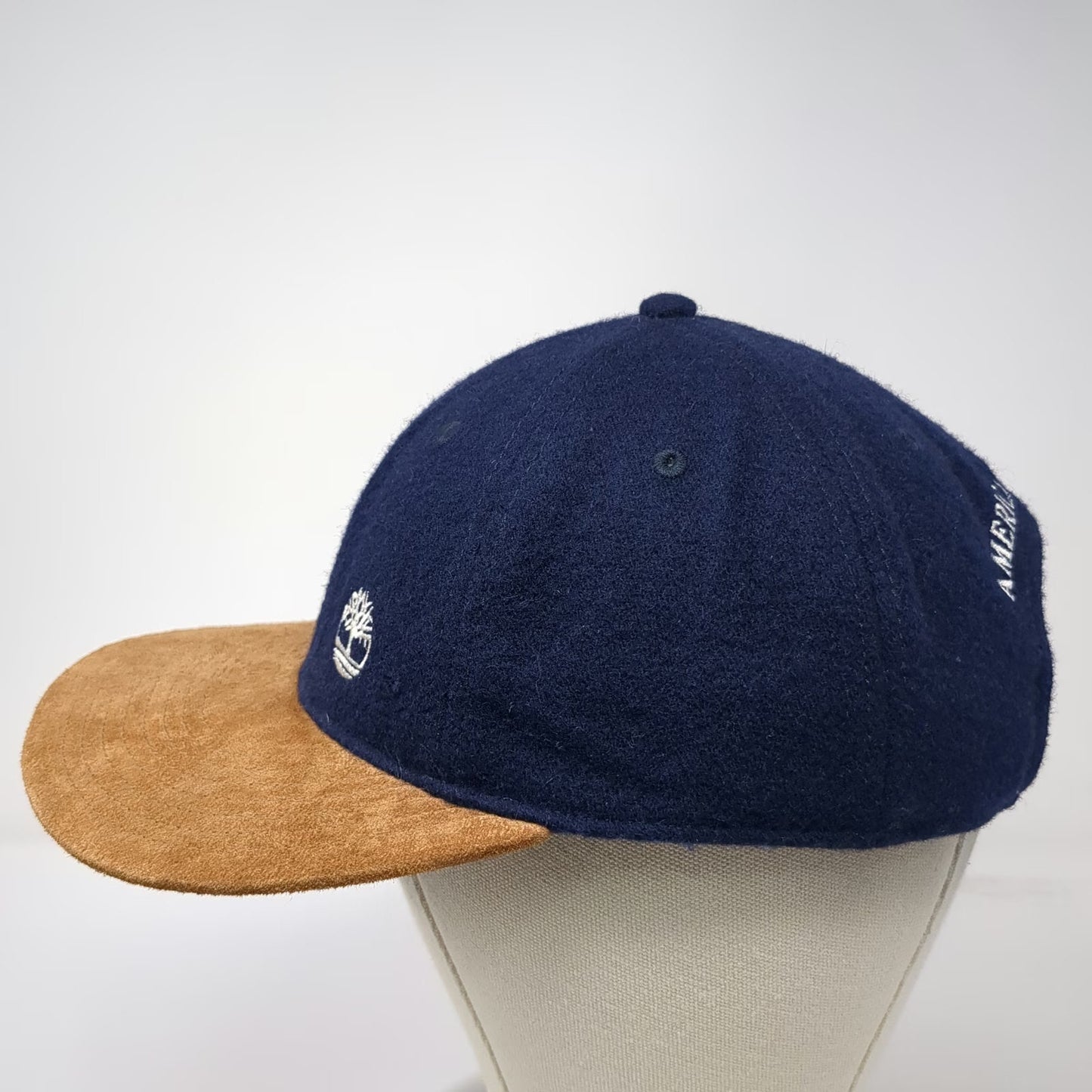 Timberland Baseball Cap Blue One Size Wool Suede Tree Logo American Eagle Hat