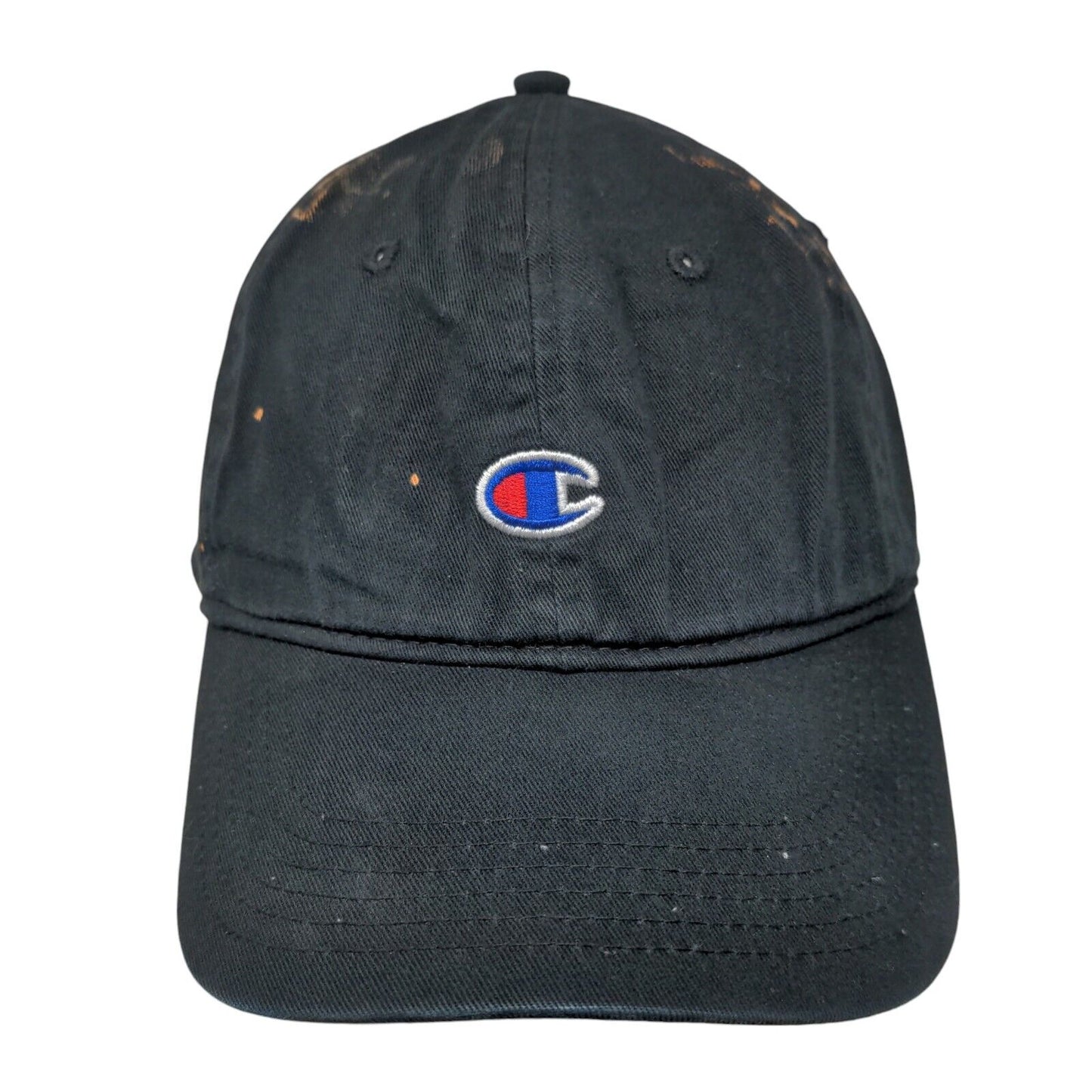 Champion Slideback Hat Black OSFA Adjustable Embroidered Logo 6 Panel