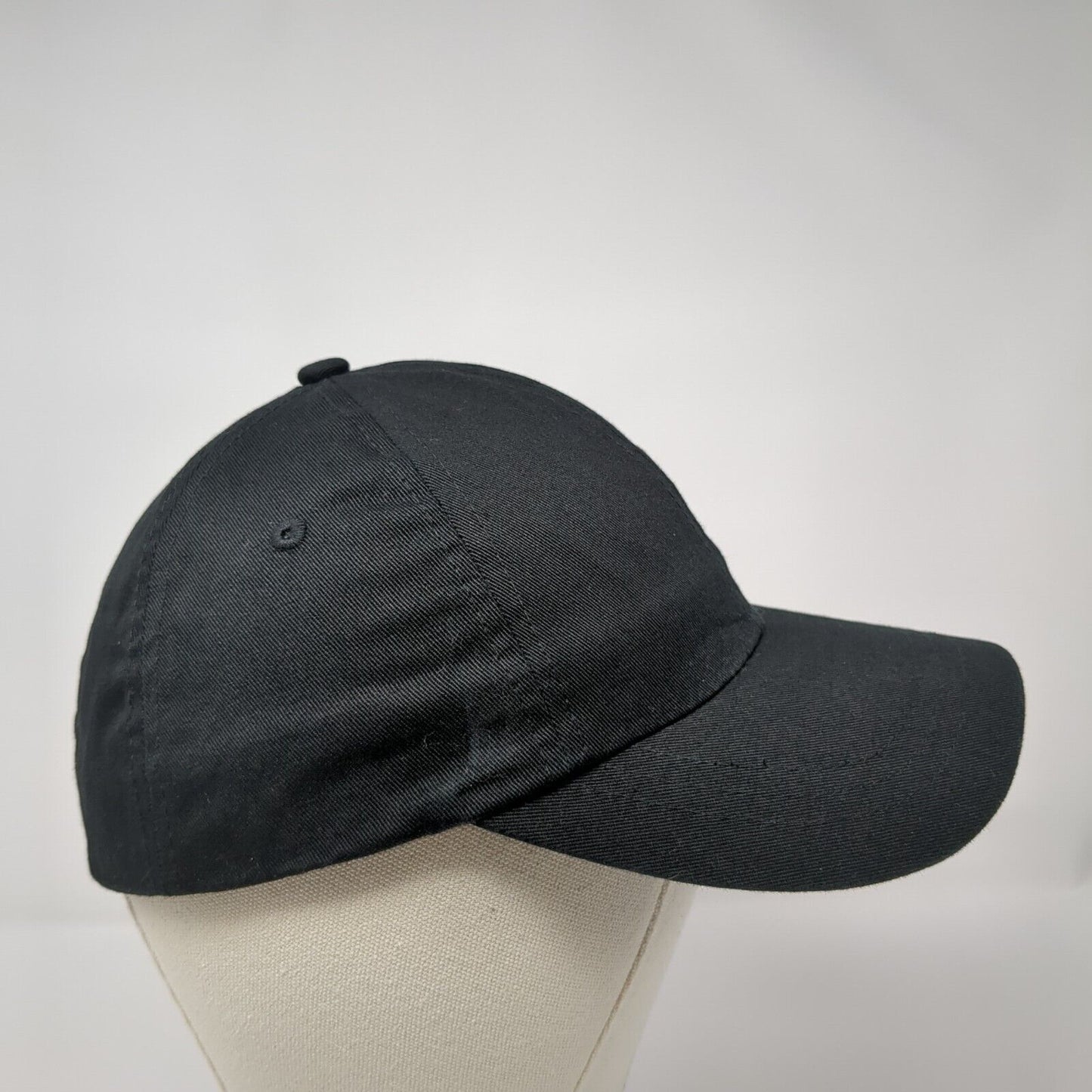 Unbranded Strapback Hat Black OSFA Adjustable Vented Holes 6 Panel Blank