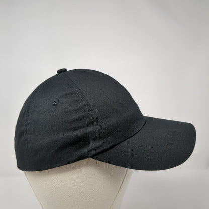 Unbranded Strapback Hat Black OSFA Adjustable Vented Holes 6 Panel Blank