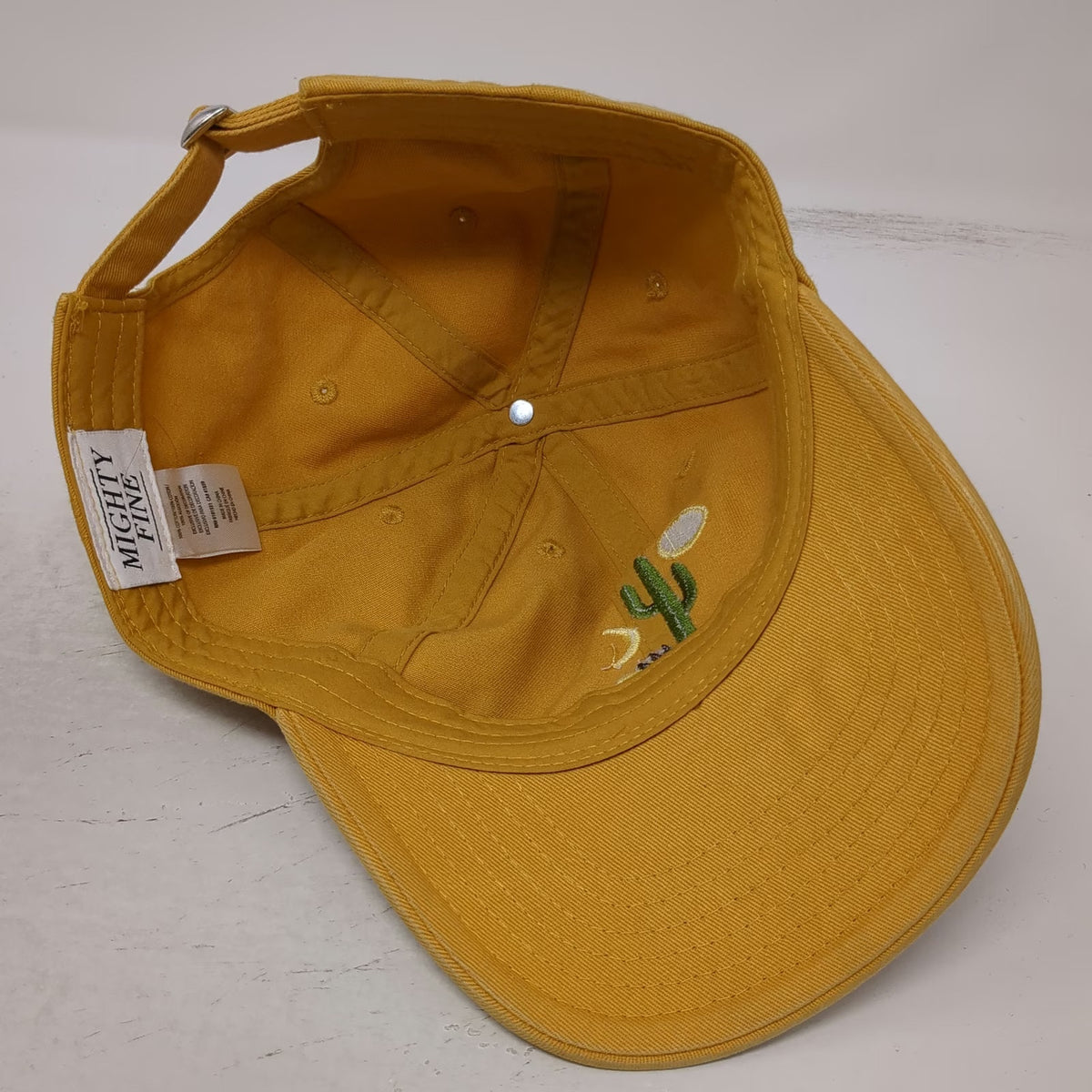 Mighty Fine Baseball Cap Yellow One Size Cactus Desert Embroidered Slideback Hat
