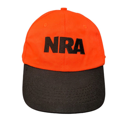 NRA Slideback Hat Orange One Size Adjustable Embroidered Vented Holes 6 Panel