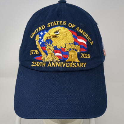 Baseball Cap Blue One Size 250th Anniversary USA Flag Liberty Bell Eagle Hat