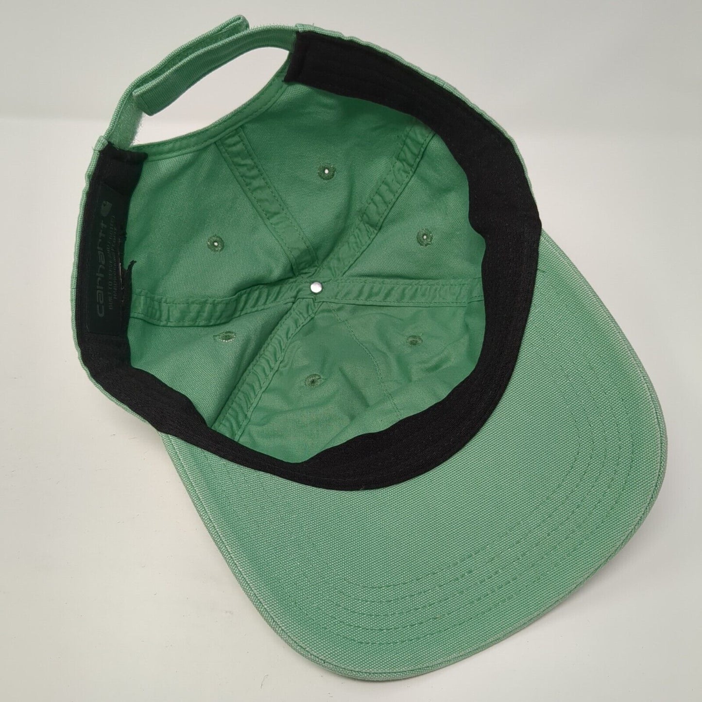 Carhartt Strapback Hat Green One Size Adjustable Leather Patch 6 Panel