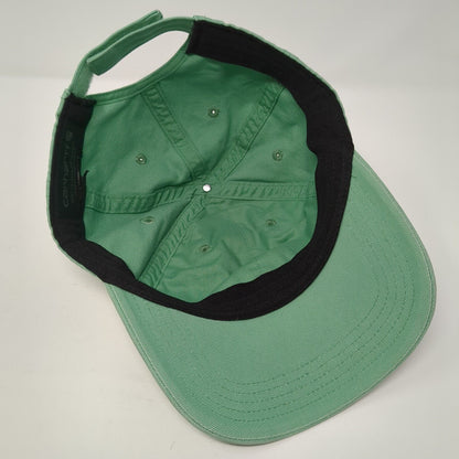 Carhartt Strapback Hat Green One Size Adjustable Leather Patch 6 Panel