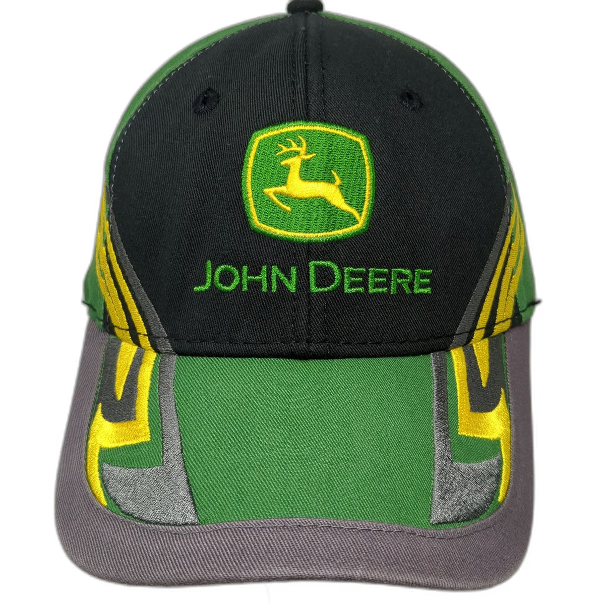 John Deere Baseball Cap Green Black Gray One Size Embroidered Graphic Logo Hat
