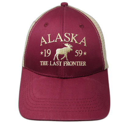 ACE USA Baseball Cap Red One Size Mesh Back Moose Alaska The Last Frontier Hat