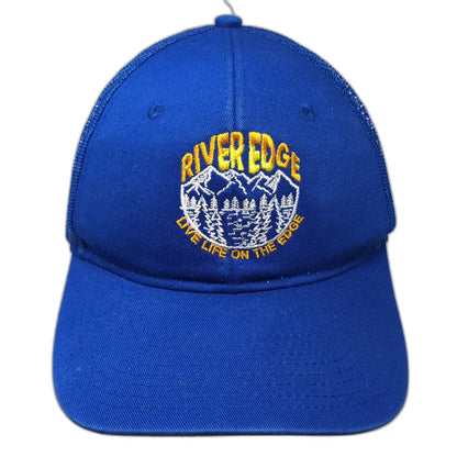 Port Authority Trucker Hat Blue One Size Snapback Mesh River Edge Mountains Logo