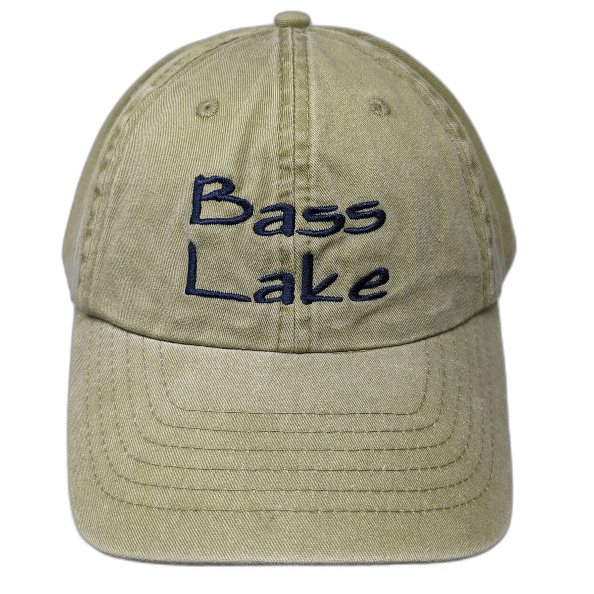 J Hats Baseball Cap Green One Size Bass Lake Embroidery Strapback Twill Hat