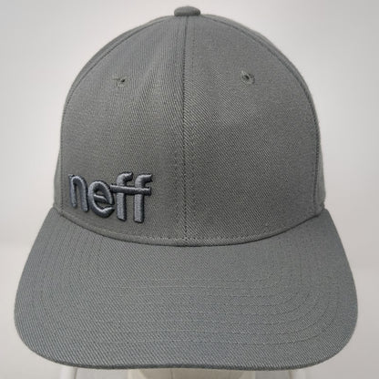 Neff Baseball Cap Gray M Fitted Stretch Fit Embroidered Logo 6 Panel Curved Hat