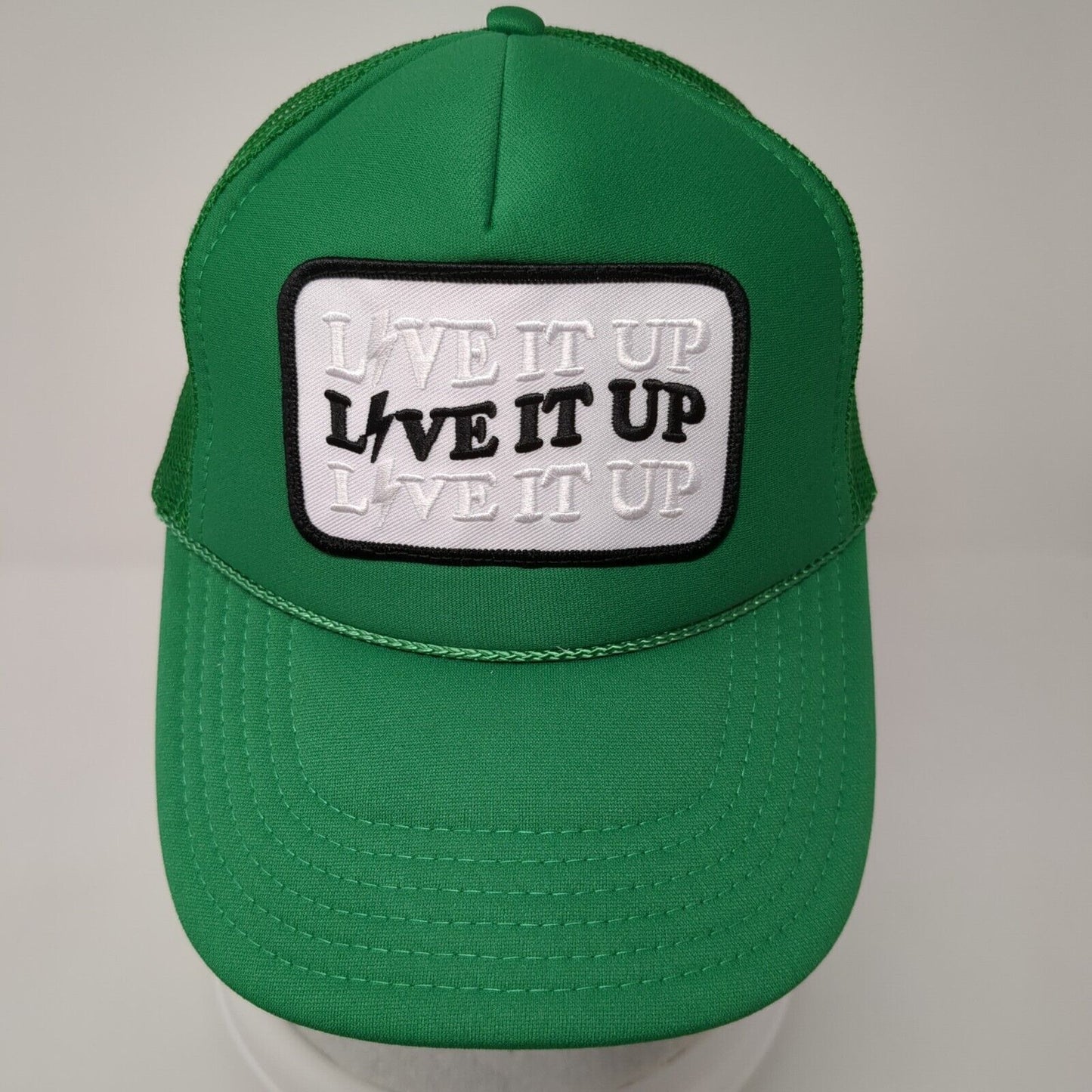 Live It Up Snapback Trucker Hat Green OS Adjustable Mesh Back Rope Local Beach