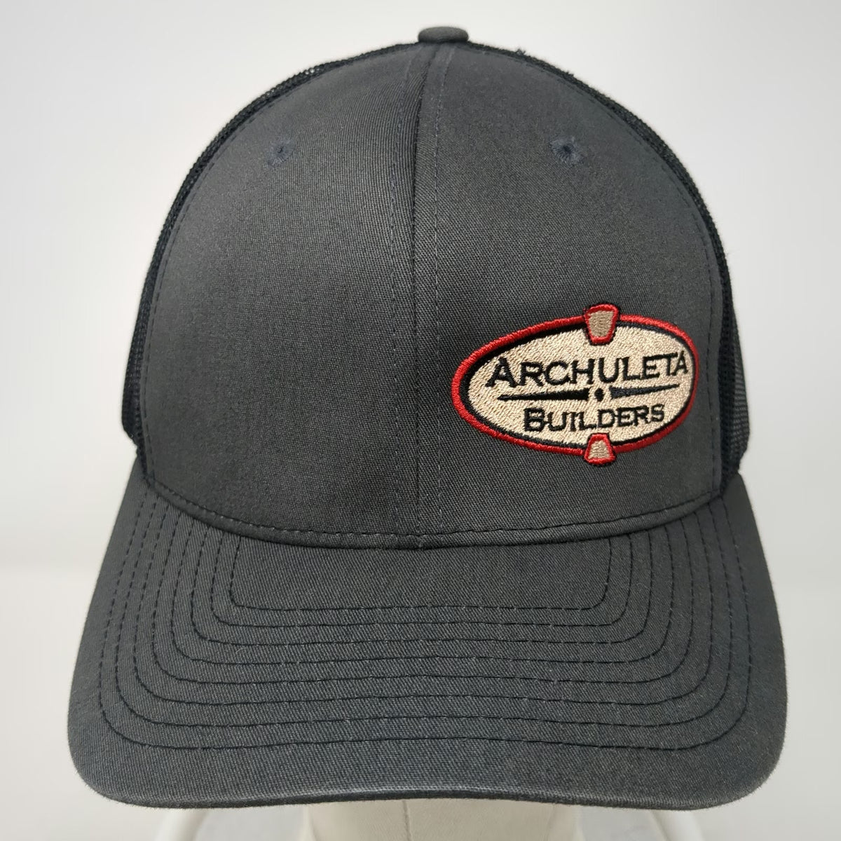 Richardson Trucker Hat Gray One Size Archuleta Builders Patch Mesh Snapback
