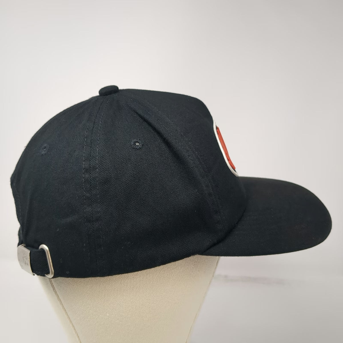 5 Panel Hat Black One Size STRANGERS Red Rubber Logo Slideback Closure Cap