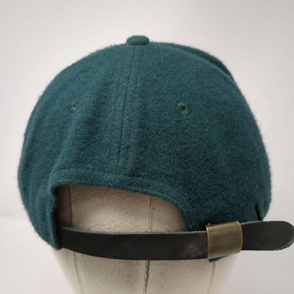 Columbia Baseball Cap Green One Size Wool Blend Leather Strapback Hat Logo