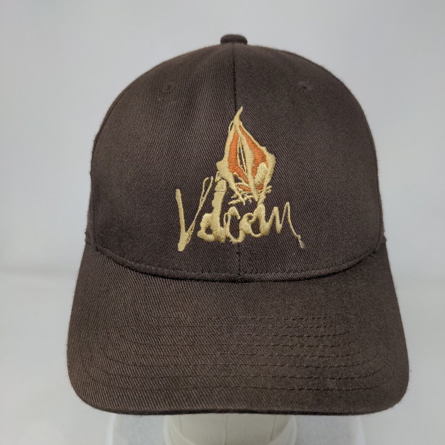 Volcom Fitted Hat Brown S-M Embroidered Flexfit 6 Panel Yupoong