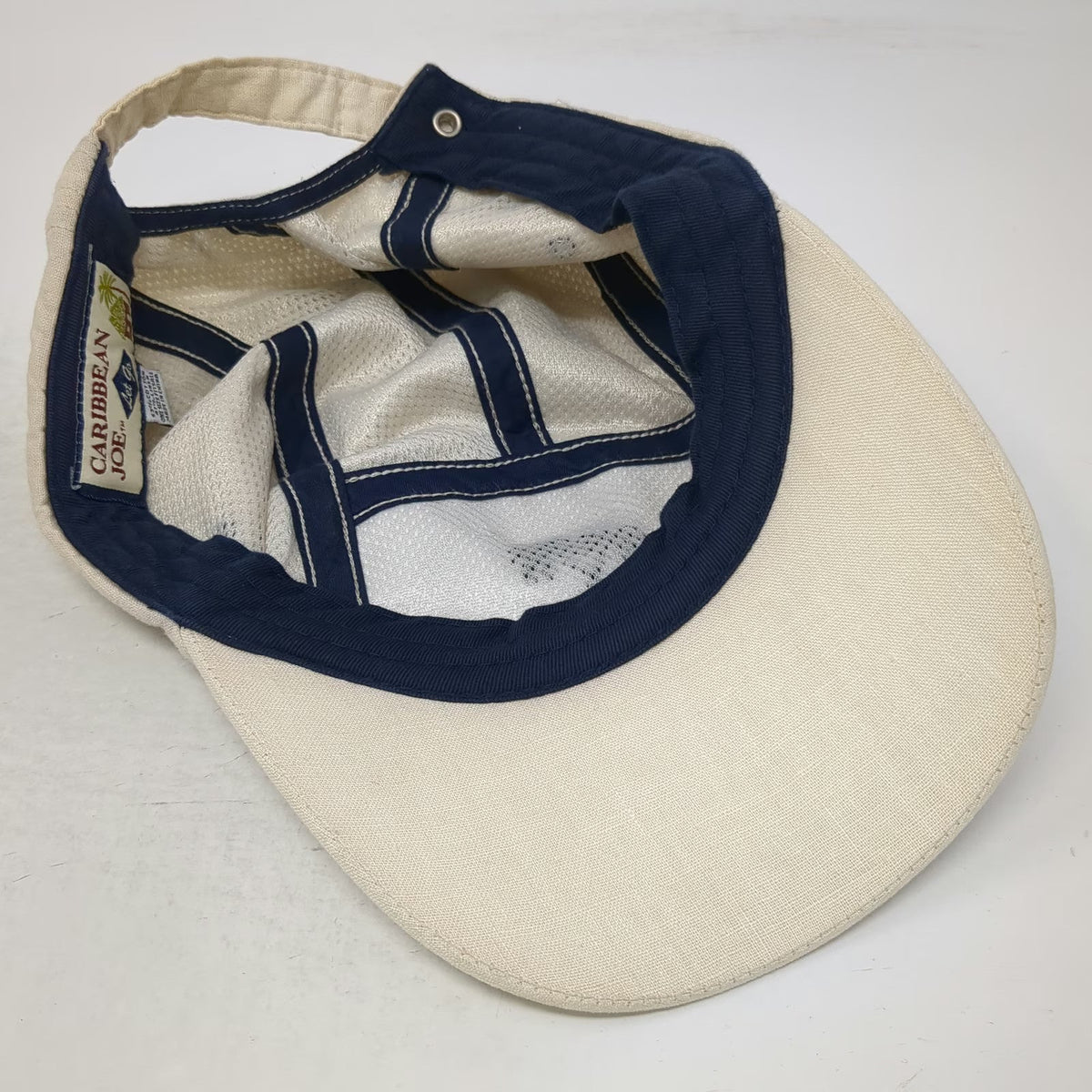 Caribbean Joe 5 Panel Beige One Size Golf Palm Tree Linen Strapback Hat