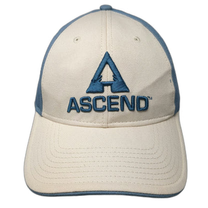 Ascend Baseball Cap Hat Blue Beige One Size Embroidered Logo Strapback Cotton