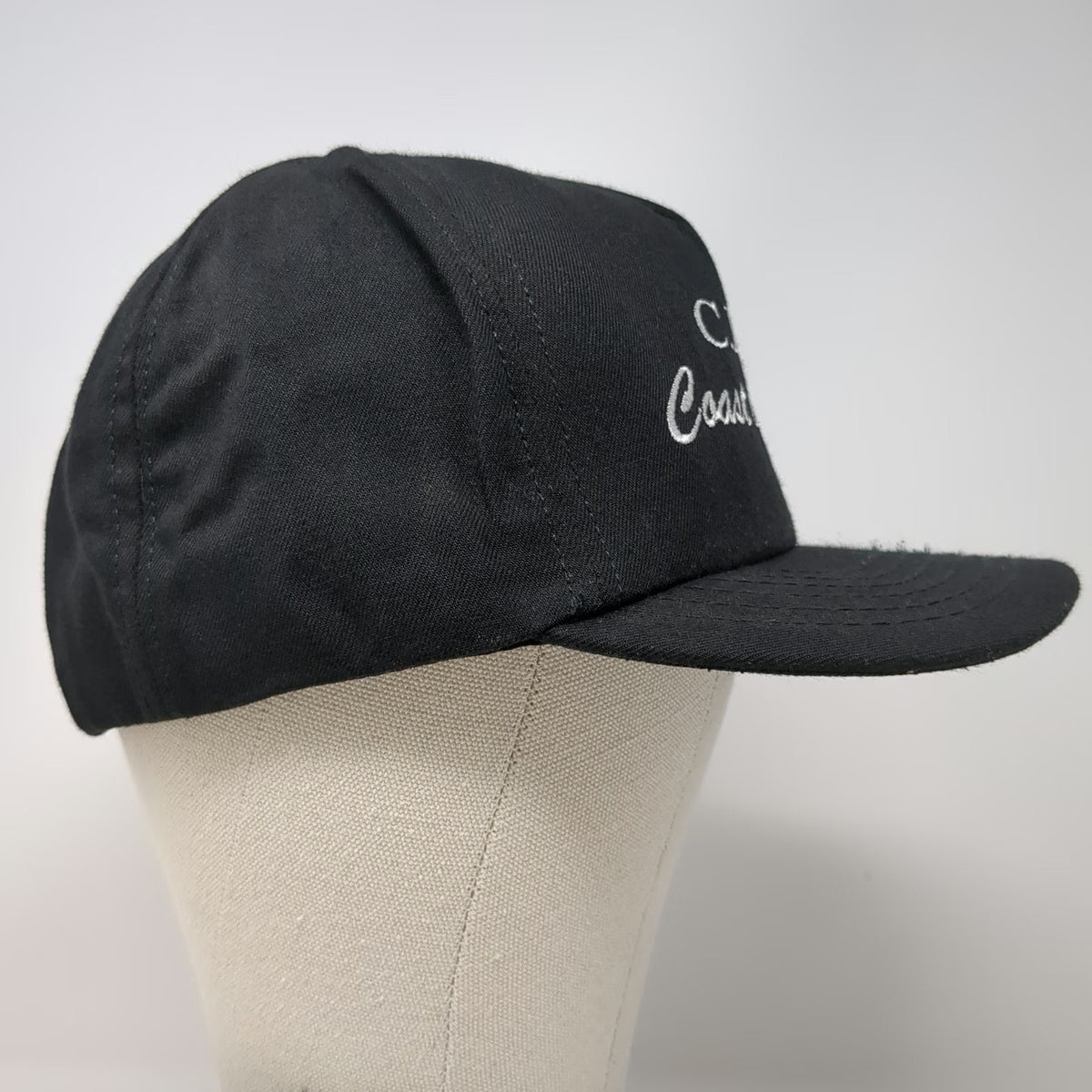 Stylemaster Hat 5 Panel Black One Size Snapback CDS Coast Script Logo Flat Brim