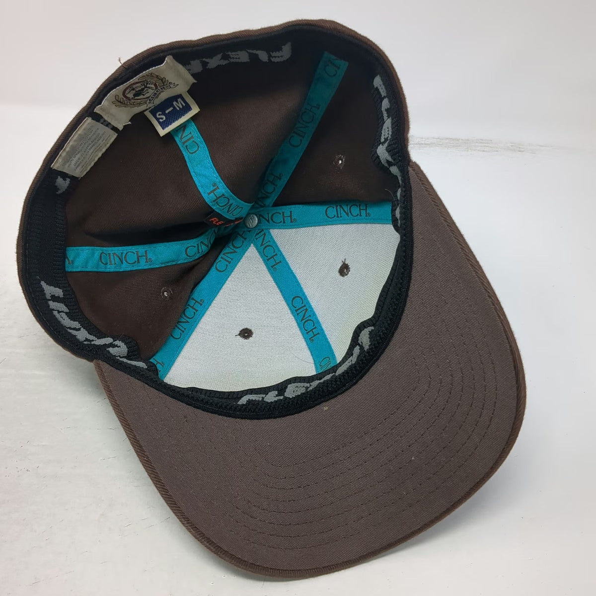 Cinch Baseball Cap Brown Blue M Flexfit Embroidered Western Cowboy Horse Hat
