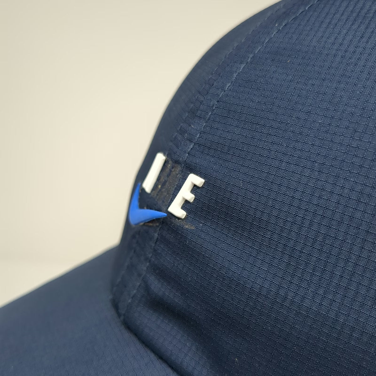 Nike Blue One Size Baseball Cap Hat Piped Brim 3D Logo Navy Strapback