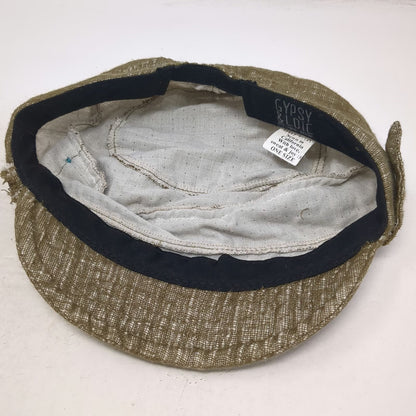 Gypsy & Loic Army Cap Green One Size Up-cycled Cotton Buttons Frayed Elastic Hat