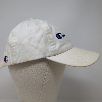 Champion 5 Panel White Hat One Size Strapback 100% Cotton Embroidered Logo