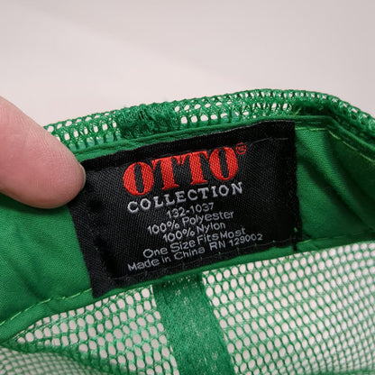 Otto Trucker Hat Green OSFM Rawhide Cycles Motorcycle Mesh Snapback Foam Front
