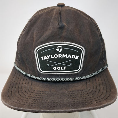 TaylorMade 5 Panel Black One Size Golf Snapback Rope Hat Cotton Patch Logo Flat