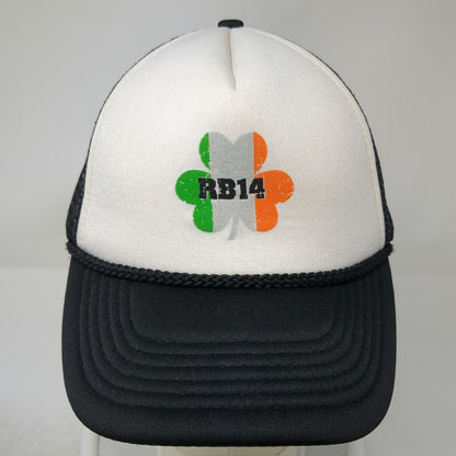 Black One Size Trucker Hat Mesh Snapback Rope Shamrock RB14 Irish Flag White Hat