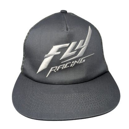 Fly Racing Snapback Mesh Back Trucker Hat Gray One Size Embroidered