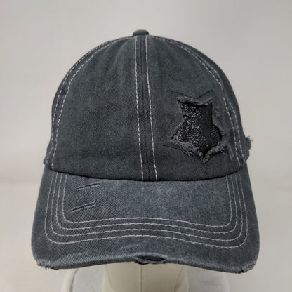 Unbranded Strapback Hat Gray One Size Adjustable Stars Ponytail
