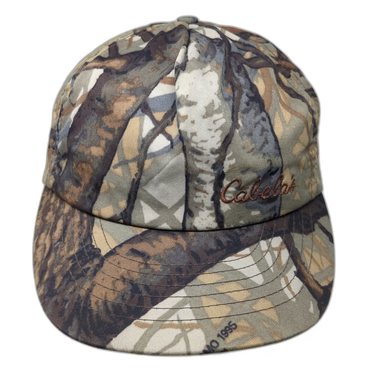 Cabela's 5 Panel Green Camo Snapback Hat One Size Made in USA Hunting Fishing