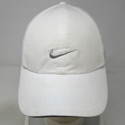 Nike Baseball Cap White One Size Golf Perforated Silver Swoosh Strapback Hat