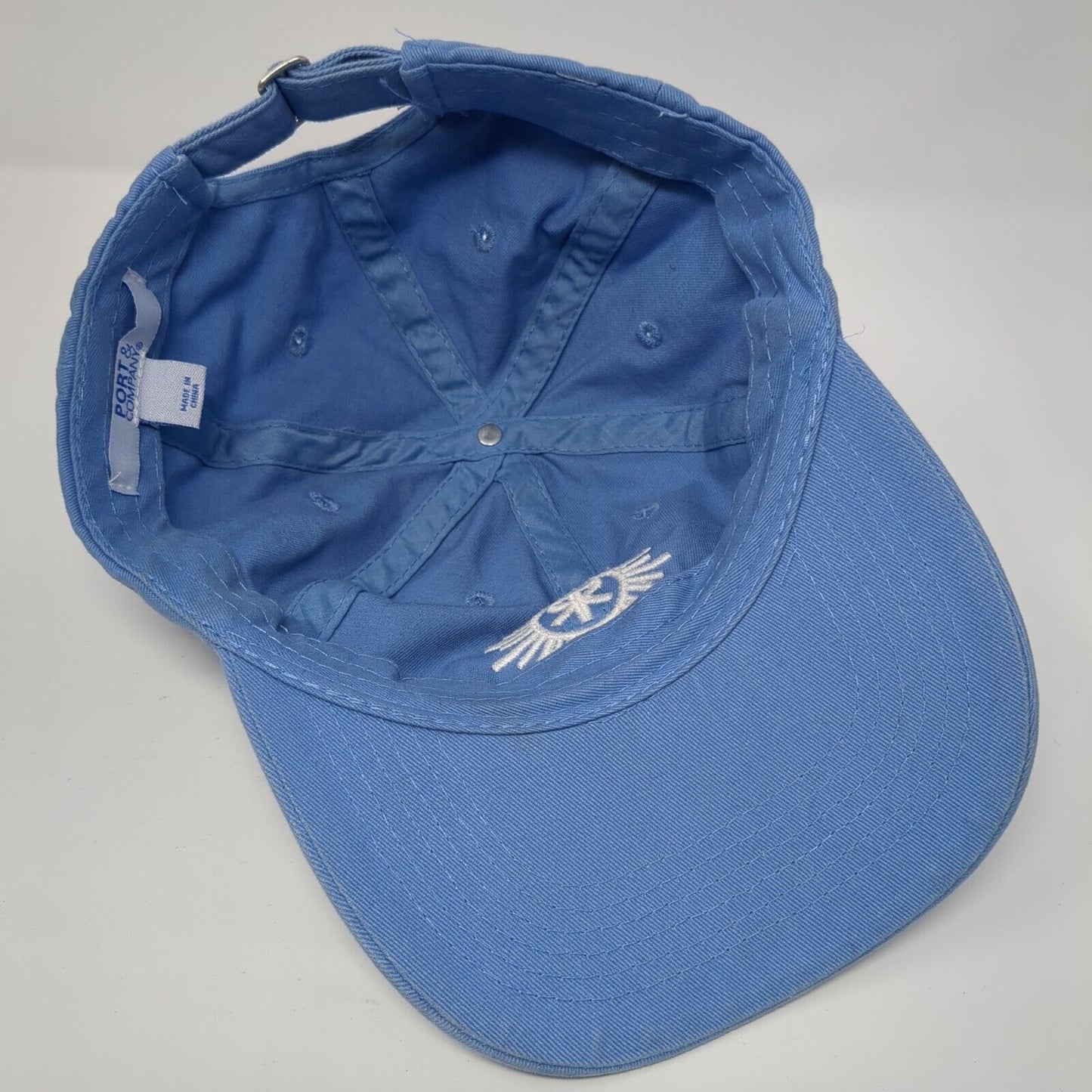 Port & Company Slideback Hat Blue One Size Adjustable Embroidered Logo