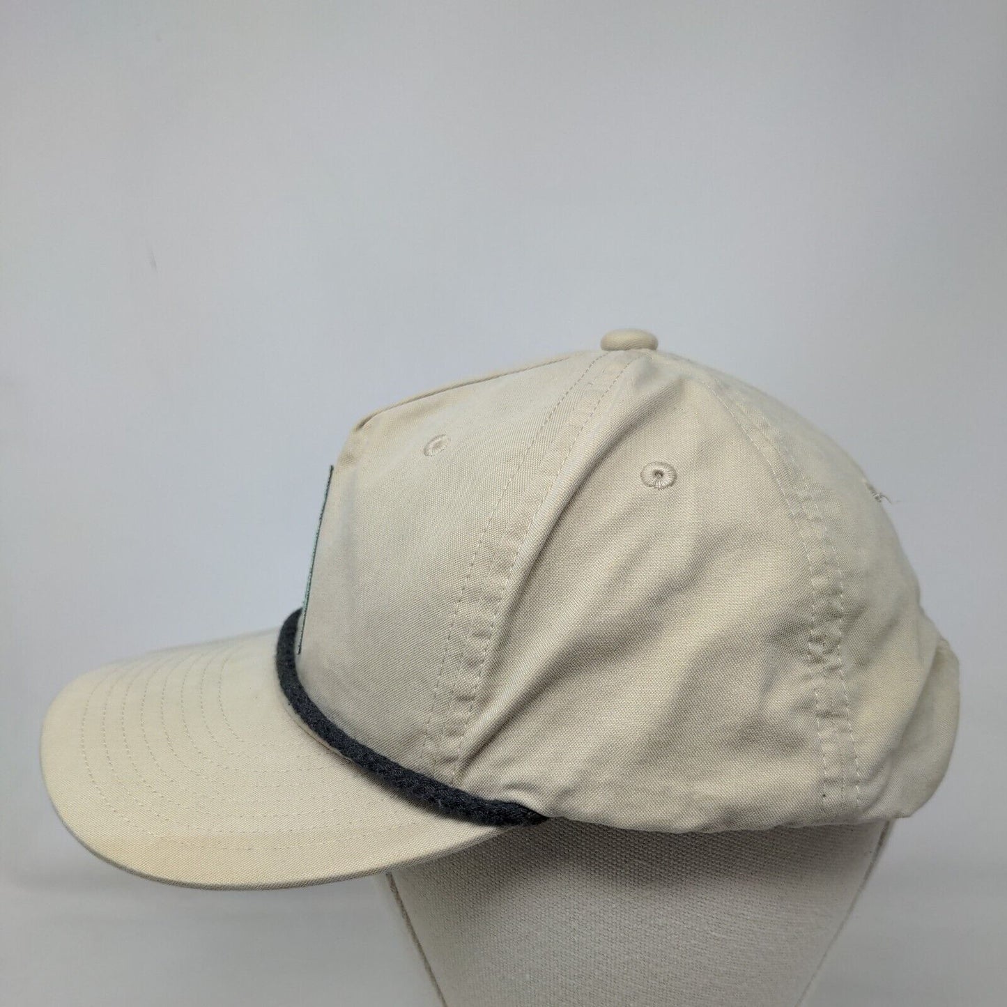 Pine Tree Snapback Hat Tan One Size Adjustable Breathable 6 Panel Rope Emblem