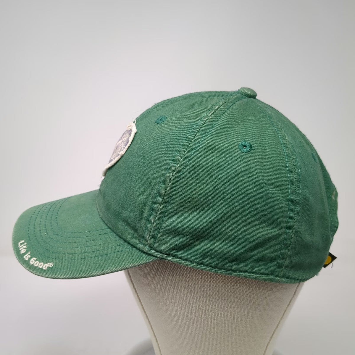 Life is Good Baseball Cap Green One Size Heart Patch Distressed Slideback Hat