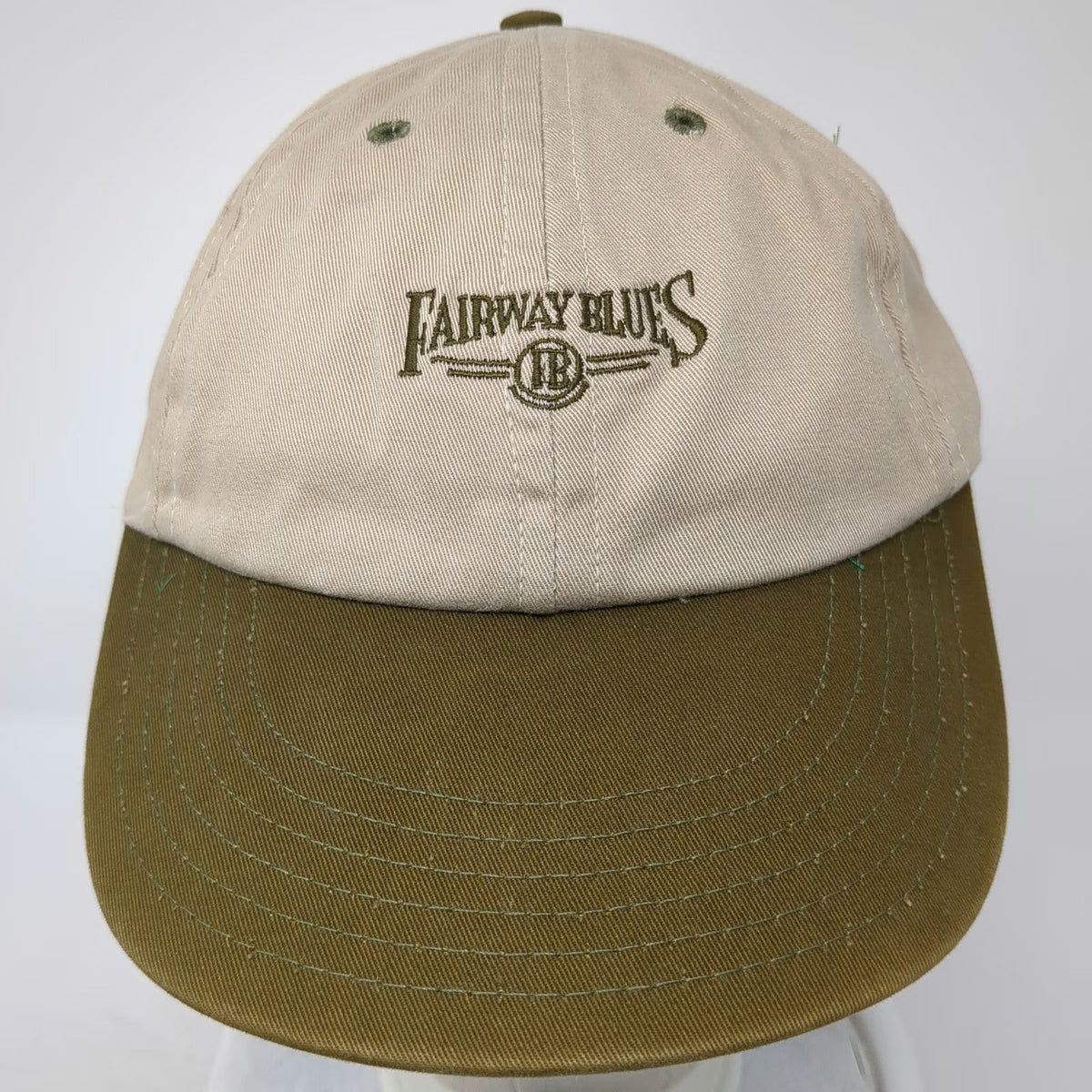Fairway Blues Baseball Cap Beige Brown One Size Strapback Green Underbrim Golf