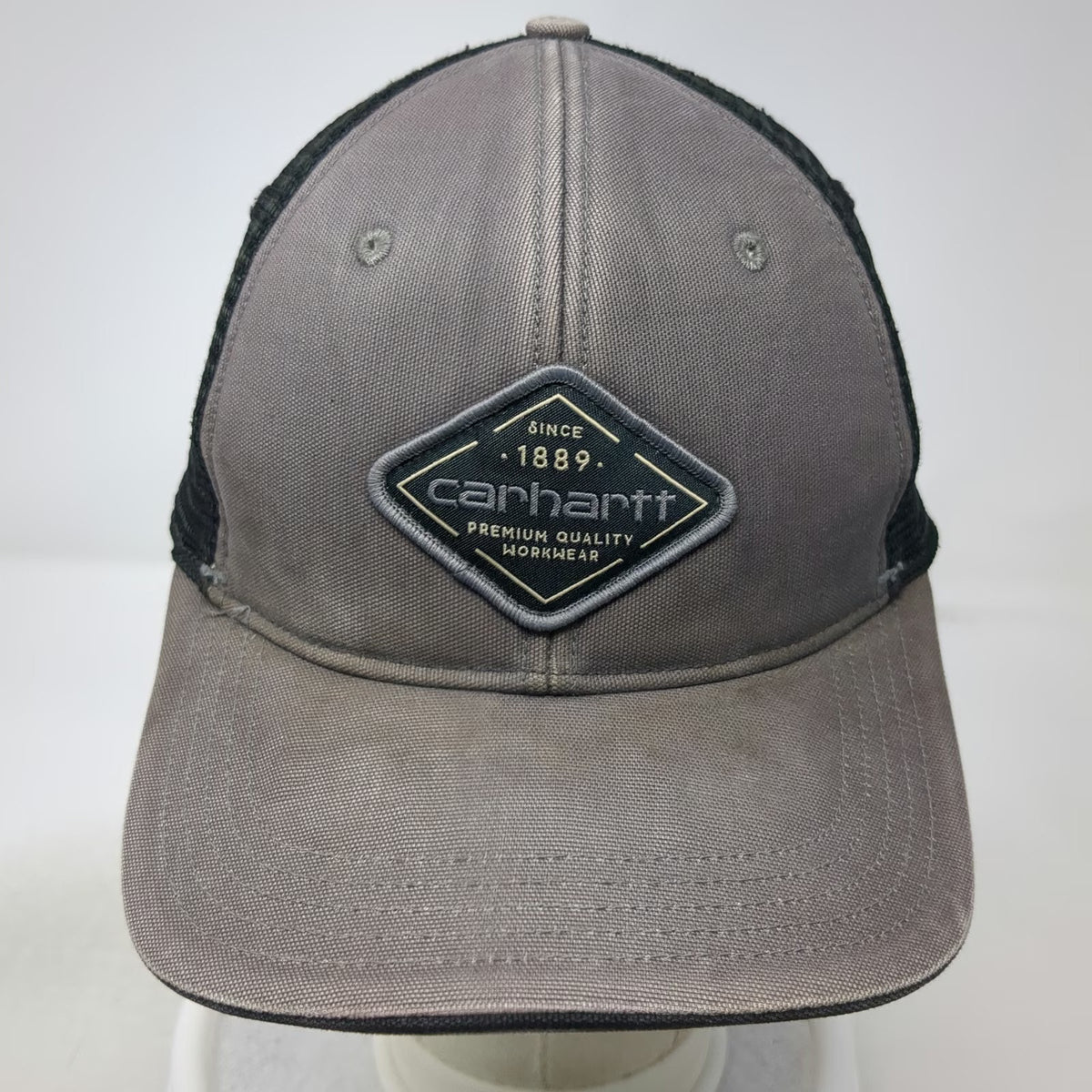 Carhartt Trucker Hat Gray One Size Snapback Mesh Diamond Patch Logo Workwear