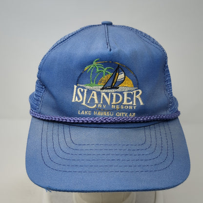 Islander RV Resort Snapback Rope Trucker Hat Blue One Size Mesh Back