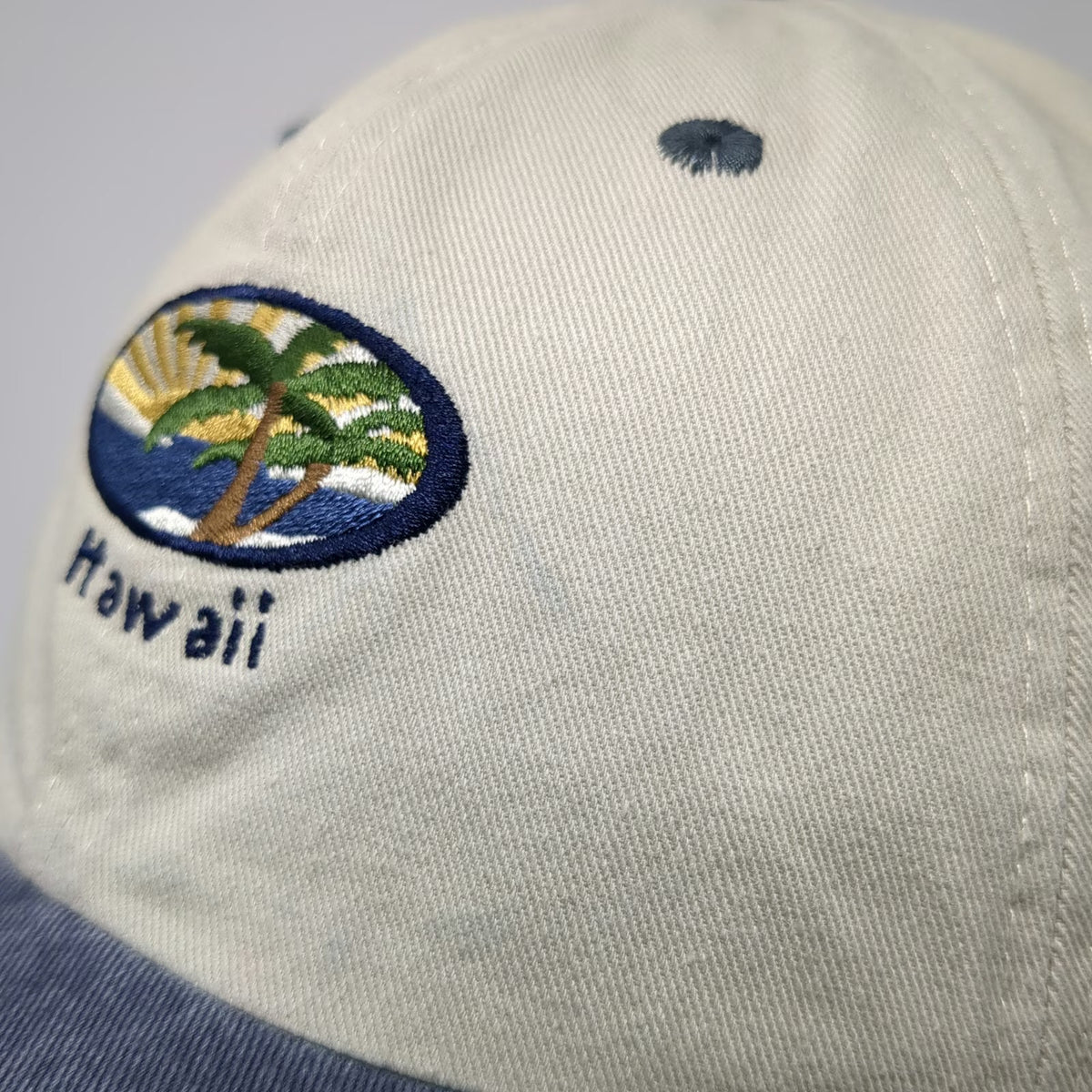 Ouray Hawaii Palm Tree Embroidered Baseball Cap Beige Blue One Size Hat Souvenir