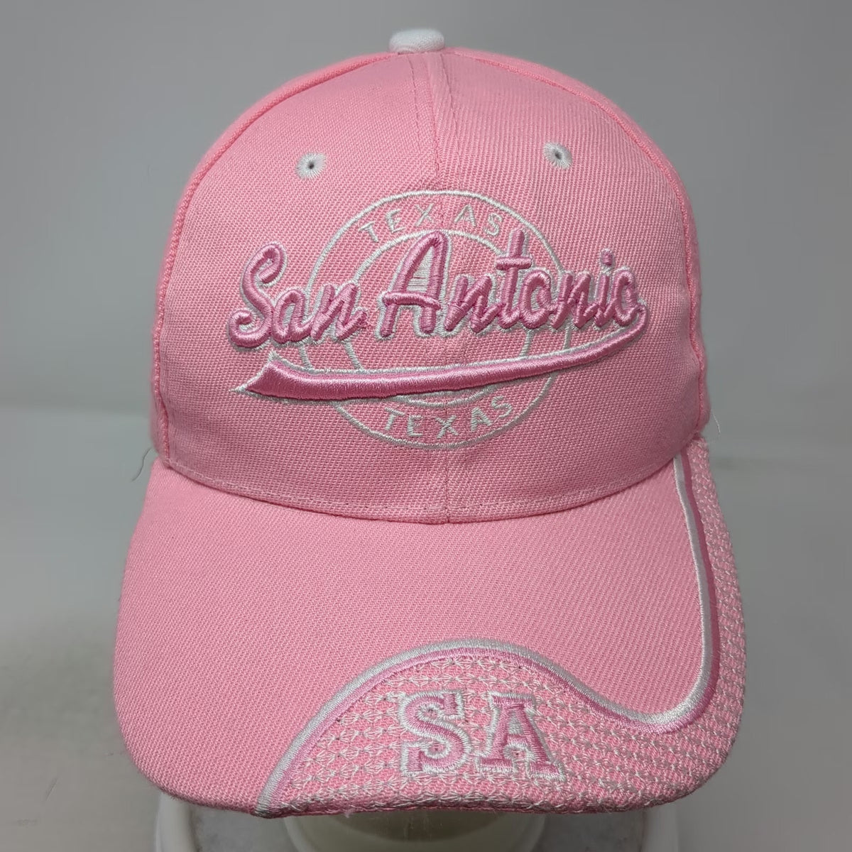 Pink Baseball Cap One Size San Antonio Texas SA Logo Embroidered Strapback Hat