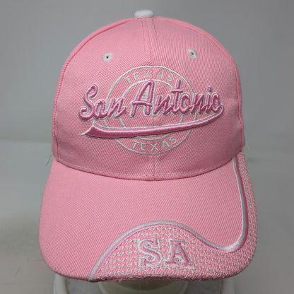 Pink Baseball Cap One Size San Antonio Texas SA Logo Embroidered Strapback Hat