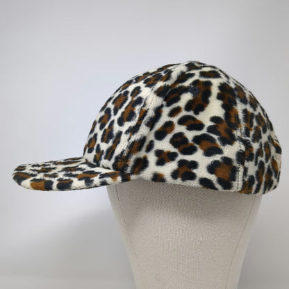 BUTT FURR Baseball Cap White Leopard Print Faux Fur One Size Strapback Hat